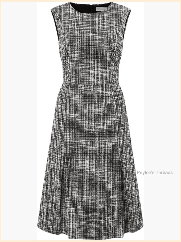 Tweed A-Line Knee Length Sleeveless Work Dress With Lining